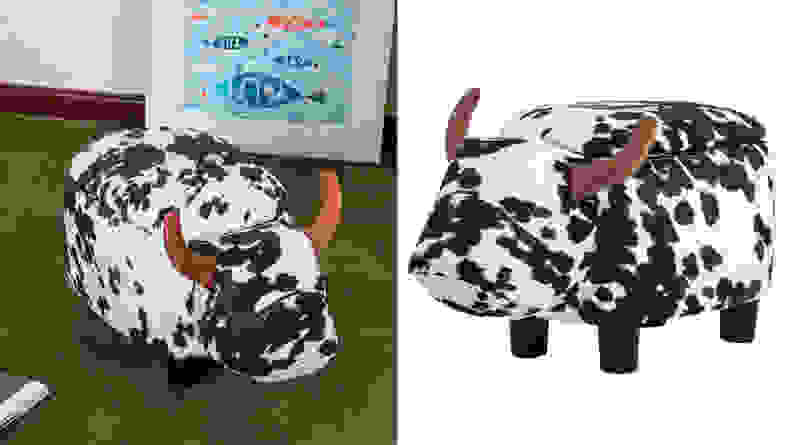 Merax Black and White Cow Ottoman