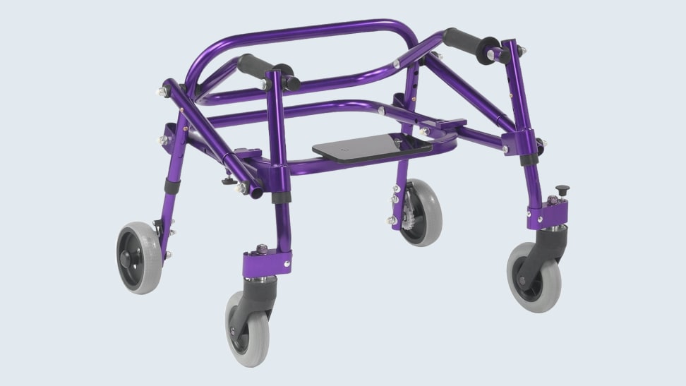 Purple Nimbo 2G walker on a light blue background