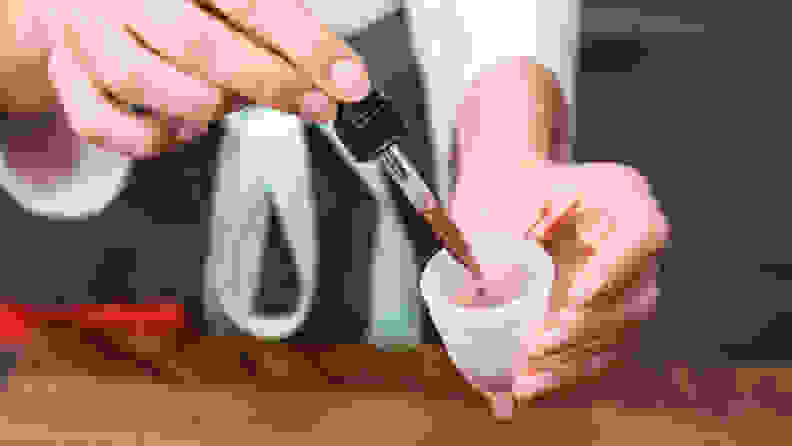 woman testing menstrual cups