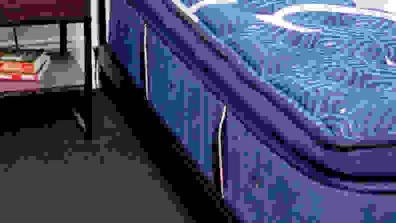 The side of a mattress showing the handles.