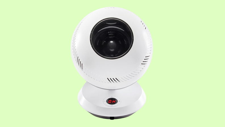A small fan appears on a green background.