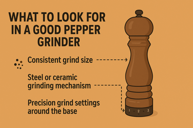 An infographic with a pepper grinder on it